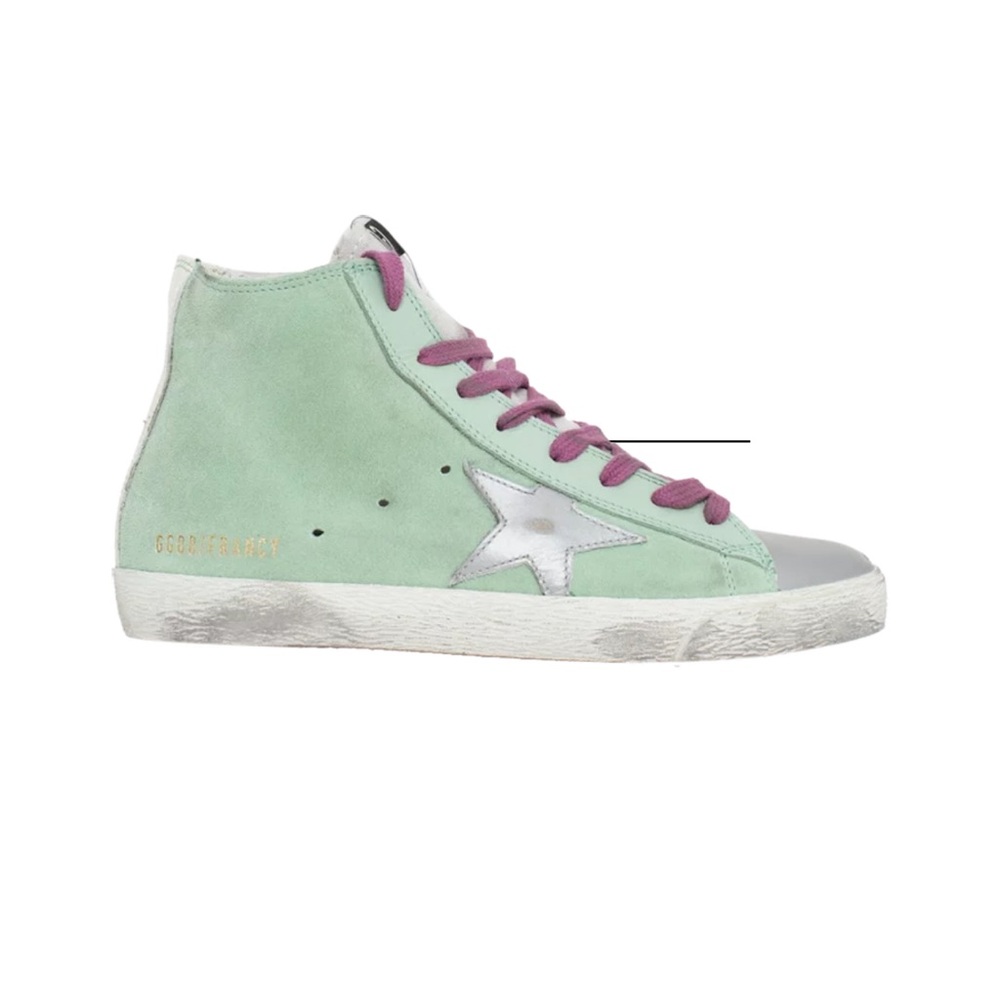 Women’s Golden Goose Francy High Top Mint Silver Star 41